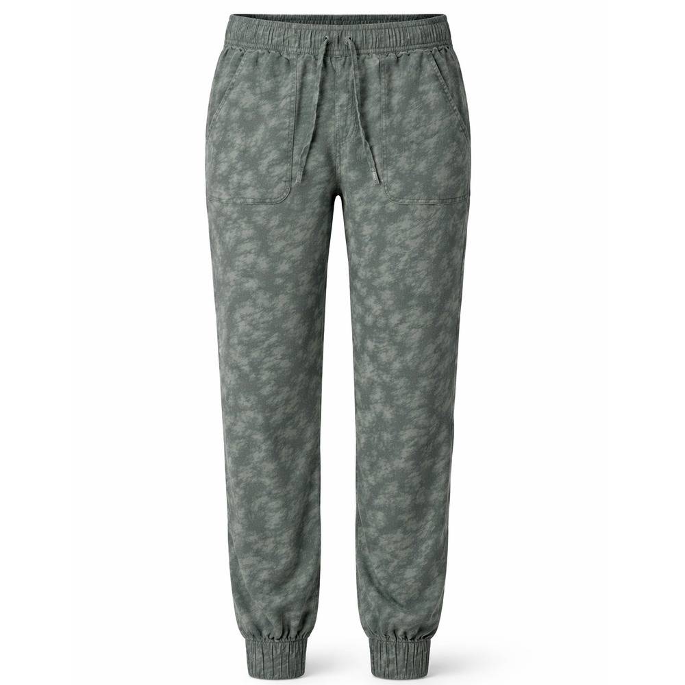 Orvis‎ Jogger Pants Mens L Green Abstract Camo Lyocell Elastic Waist Drawstring